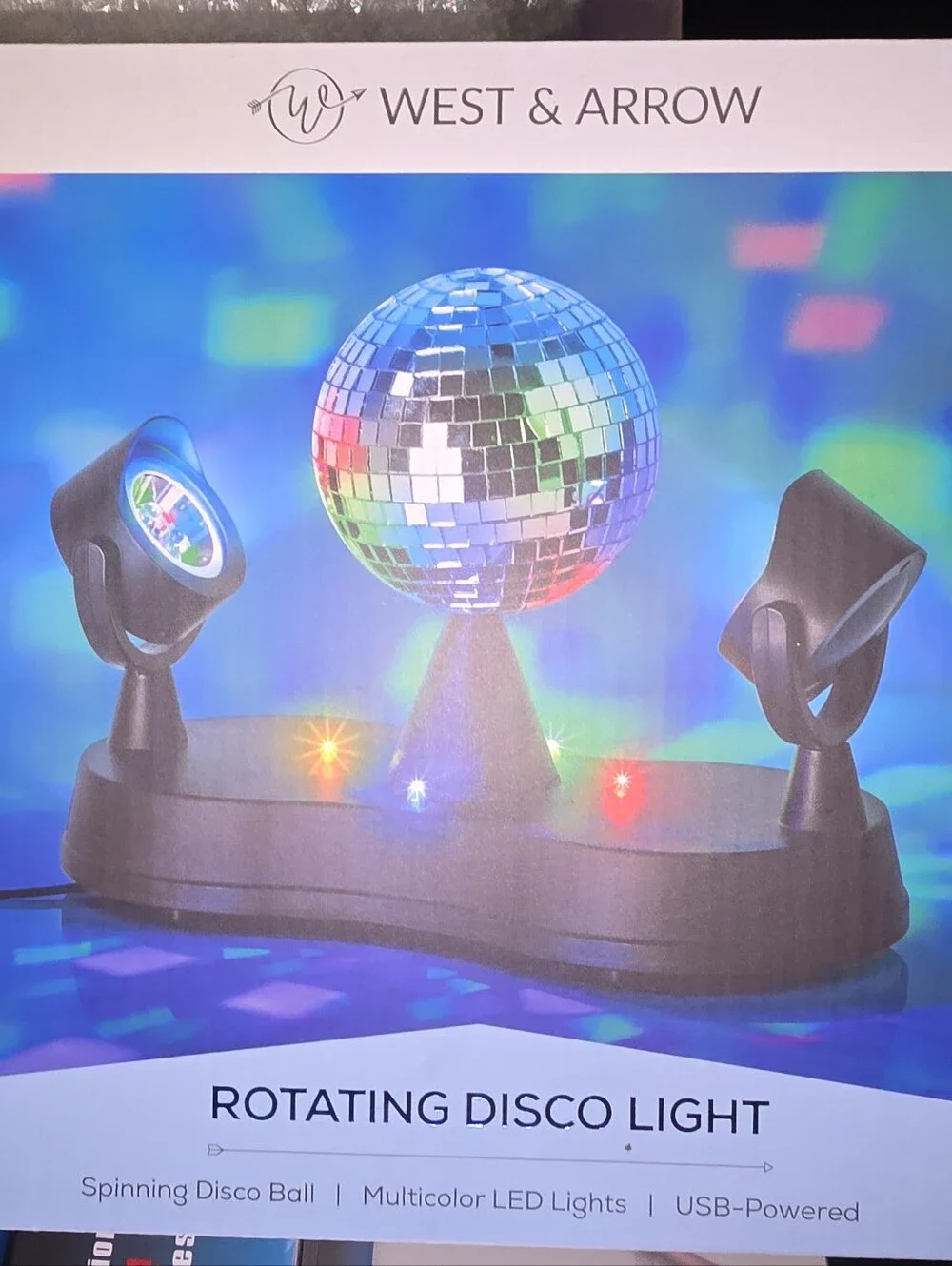 West & Arrow Rotating LED Disco Ball Light Spinning Ball Multicolor Lights NEW